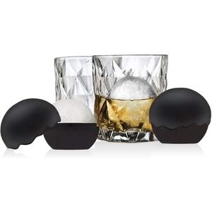 Godinger Whiskey Old Fashioned Glasses w/‎ Ice Ball Molds 2pc Set